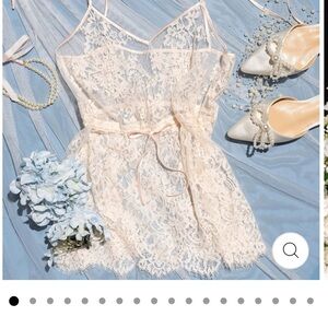 Eyelash Lace Babydoll in Champagne